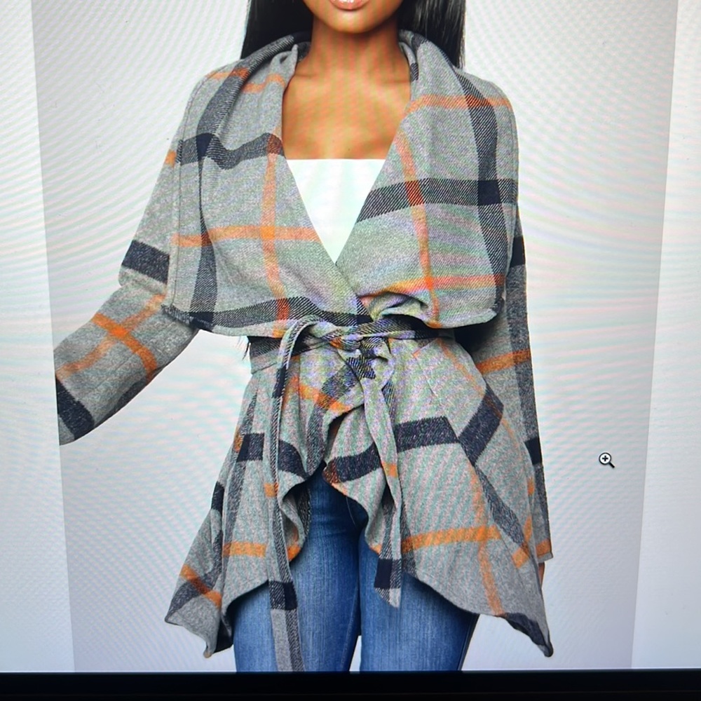 Plaid Coat - Heather Grey